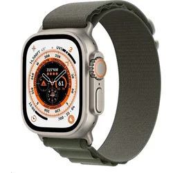 Apple Watch Ultra GPS + Cellular, 49mm Titanium Case with Green Alpine Loop - Small (mnhj3cs/a)