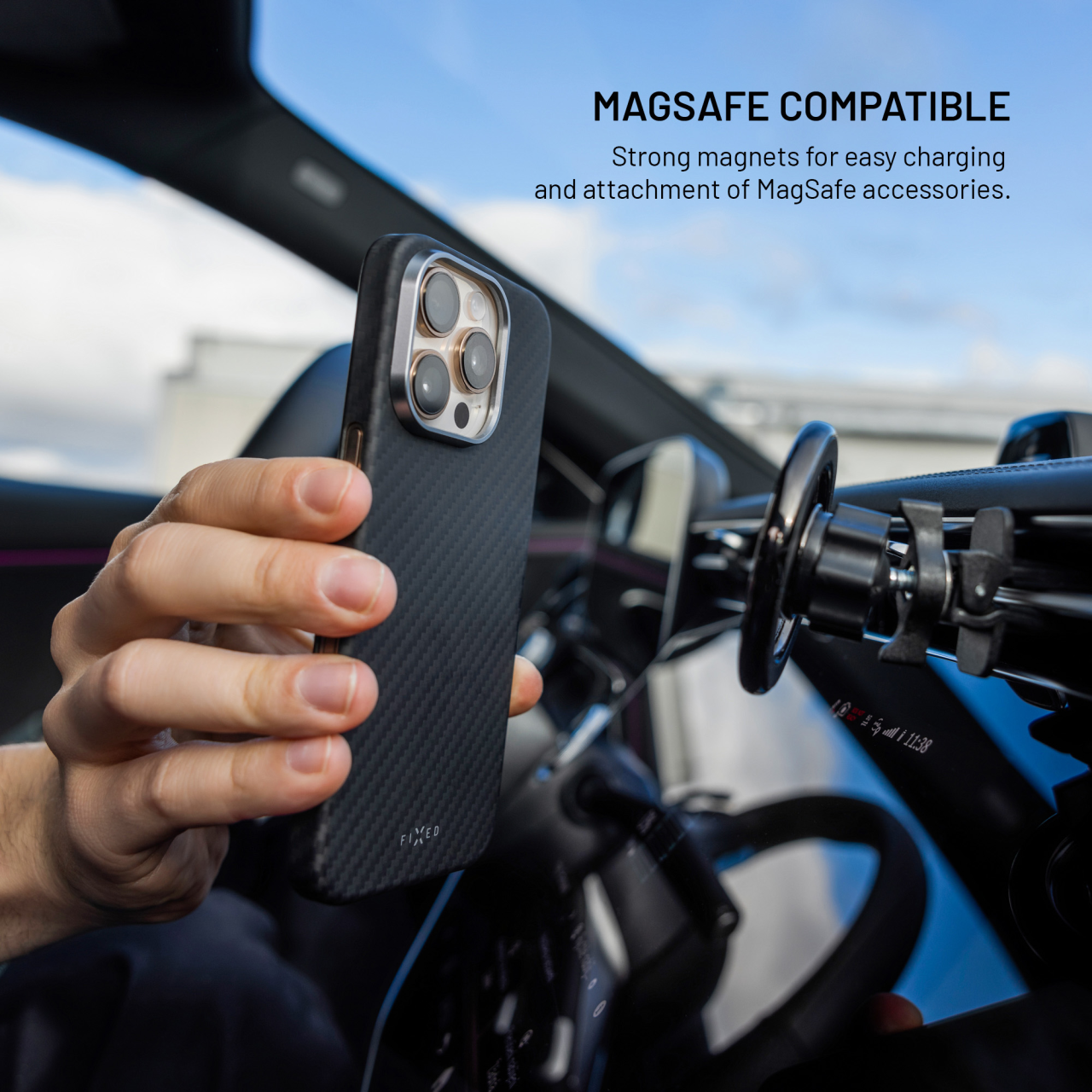 Aramidový zadní kryt FIXED MagVelar s podporou Magsafe pro Samsung Galaxy S26+, černý