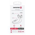 Audio adaptér Swissten USB-C + 3,5 mm, biely