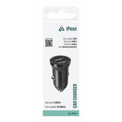 Autonabíjačka iPEAX CL-02, 4,8 A, 2× USB-A, čierna