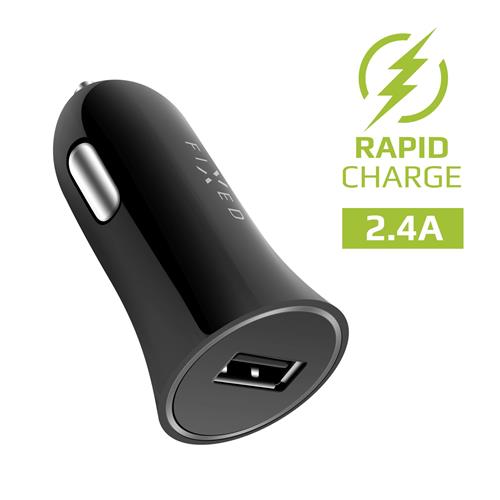 Autonabíječka FIXED s USB výstupem, 12W, černá