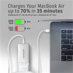 AXAGON ACU-DPQ65W, sieťová nabíjačka GaN 65 W, 3x port (USB-A + dvojitý USB-C), PD3.0/QC4+/PPS/Apple