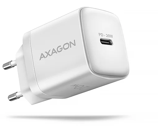 AXAGON ACU-PD20W, nabíječka do sítě 20W, 1x port USB-C, PD3.0/PPS/QC4+/AFC/Apple, bílá