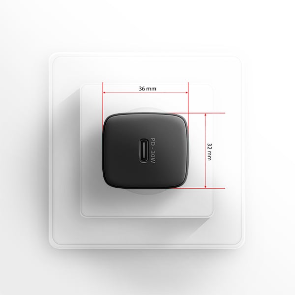 AXAGON ACU-PD30, sieťová nabíjačka 30 W, 1x port USB-C, PD3.0/PPS/QC4+/SFC/AFC/Apple, čierna