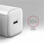AXAGON ACU-PD30W, napájacia nabíjačka 30 W, 1x port USB-C, PD3.0/PPS/QC4+/SFC/AFC/Apple, biela