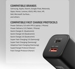 AXAGON ACU-PQ100, GaN sieťová nabíjačka 100 W, USB-A + USB-C, čierna