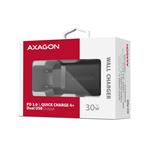 AXAGON ACU-PQ30 Sil nabíječka do sítě 30W, 2x port (USB-A + USB-C), PD3.0/PPS/QC4+/AFC/Apple, černá