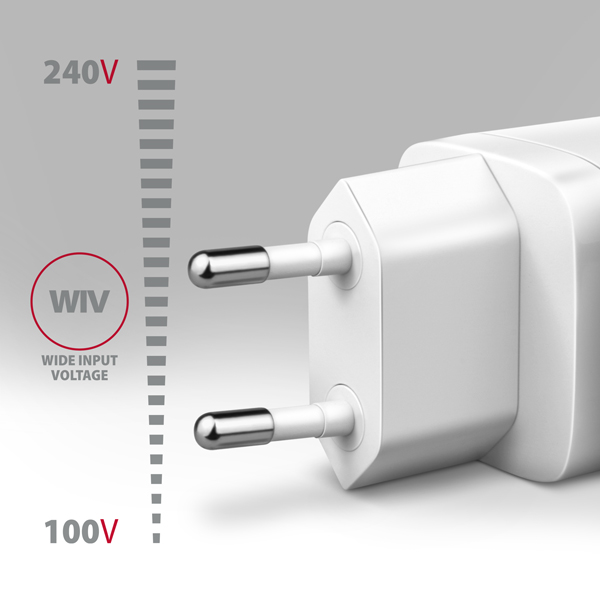 AXAGON ACU-PQ30W, napájacia nabíjačka 30 W, 2x port (USB-A + USB-C), PD3.0/PPS/QC4+/SFC/AFC/Apple, biela