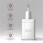 AXAGON ACU-PQ30W, napájacia nabíjačka 30 W, 2x port (USB-A + USB-C), PD3.0/PPS/QC4+/SFC/AFC/Apple, biela