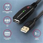 AXAGON ADR-205, USB 2.0 A-M -> A-F aktívny predlžovací / opakovací kábel, 5 m