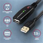 AXAGON ADR-207, USB 2.0 A-M -> A-F aktívny predlžovací / opakovací kábel, 7,5 m