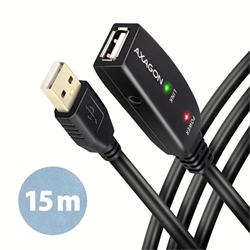 AXAGON ADR-215, USB 2.0 A-M -> A-F aktívny predlžovací / opakovací kábel, 15 m
