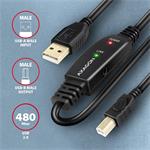 AXAGON ADR-215B, aktívny prepojovací kábel USB 2.0 A-M -> B-M, 15 m