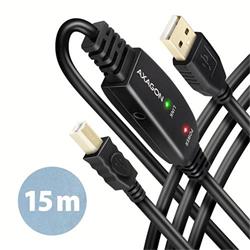 AXAGON ADR-215B, aktívny prepojovací kábel USB 2.0 A-M -> B-M, 15 m