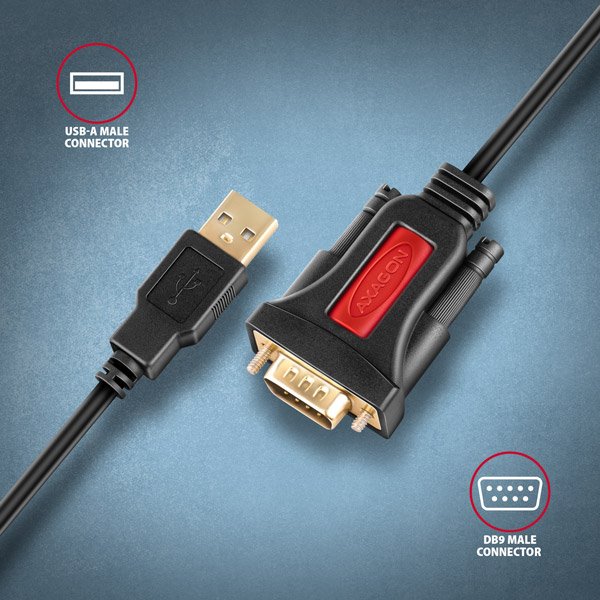 AXAGON ADS-1PSN, USB-A 2.0 - sériový RS-232 adaptér / kabel 1.5m