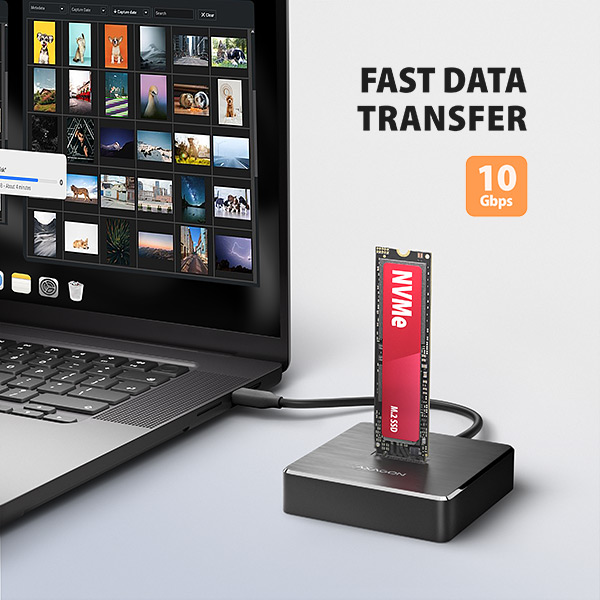 AXAGON ADSA-M2C11, dokovacia stanica USB-C s rýchlosťou 10 Gb/s pre 1× SSD M.2 NVMe/SATA