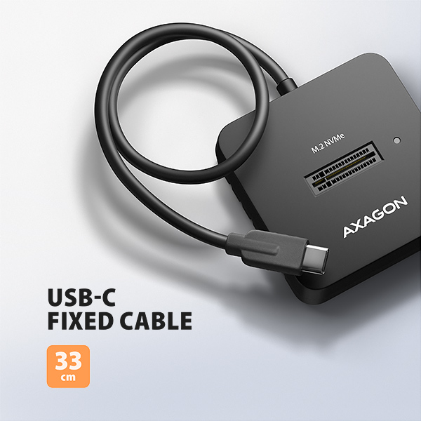 AXAGON ADSA-M2C11L, dokovacia stanica USB-C s rýchlosťou 10 Gb/s pre 1× M.2 NVMe SSD