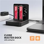 AXAGON ADSA-M2C22, dokovacia stanica USB-C s rýchlosťou 20 Gbps pre 2× SSD M.2 NVMe/SATA s funkciou klonovania