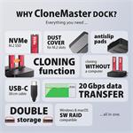 AXAGON ADSA-M2C22L, dokovacia stanica USB-C s rýchlosťou 20 Gb/s pre 2× SSD M.2 NVMe s funkciou klonovania