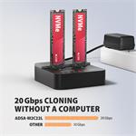 AXAGON ADSA-M2C22L, dokovacia stanica USB-C s rýchlosťou 20 Gb/s pre 2× SSD M.2 NVMe s funkciou klonovania