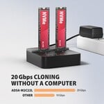AXAGON ADSA-M2C22L, USB-C 20Gbps dokovací stanice pro 2× M.2 NVMe SSD s funkcí klonování