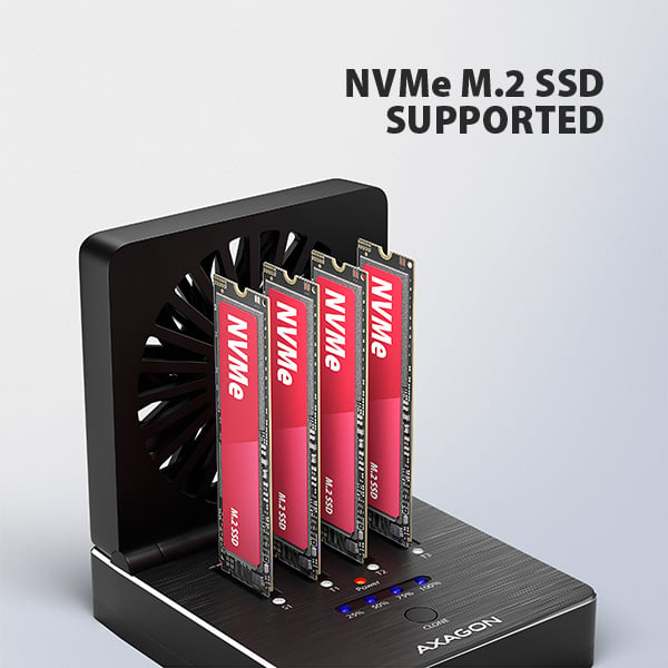 AXAGON ADSA-M2C44, dokovacia stanica USB4 pre 4× M.2 NVMe SSD s funkciou klonovania