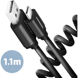 AXAGON BUCM-AM20TB, TWISTER kabel USB-C <-> USB-A, 1.1m, USB 2.0, 3A, ALU, tpe, černý