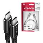 AXAGON BUCM-CM15AB, HQ kábel USB-C <-> USB-C, 1,5 m, USB 2.0, PD 60W 3A, ALU, opletenie, čierny