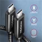 AXAGON BUCM2-CM20AB, CHARGE kábel USB-C <-> USB-C, 2 m, Hi-Speed USB, PD 240W 5A, ALU, opletenie, čierny