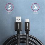 AXAGON BUCM3-AM10AB, SPEED kábel USB-C USB-A, 1m, čierny