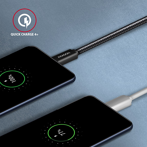 AXAGON BUCM32-CM15AB, kábel SPEED+ USB-C <-> USB-C, 1,5 m, USB 20 Gbps, PD 100 W 5 A, 4K HD, hliník, opletenie