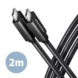 AXAGON BUCM32-CM20AB, SPEED+ cable USB-C <-> USB-C, 2m, USB 20Gbps, PD 100W 5A, 4k HD, ALU, braid, black