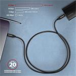 AXAGON BUCM32-CM20AB, SPEED+ kábel USB-C <-> USB-C, 2 m, USB 20Gbps, PD 100W 5A, 4k HD, ALU, opletenie, čierny