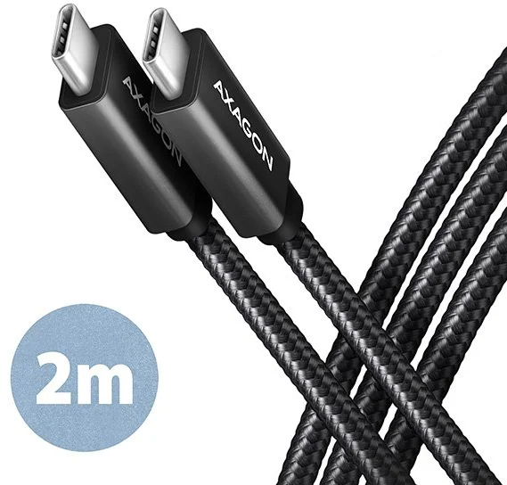 AXAGON BUCM32-CM20AB, SPEED+ kabel USB-C <-> USB-C, 2m, USB 20Gbps, PD 100W 5A, 4k HD, ALU, oplet, černý