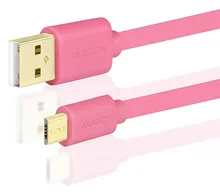 AXAGON BUMM-AM02QP, HQ kabel Micro USB - USB A, růžový, 0.2m