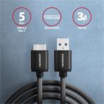 AXAGON BUMM3-AM10AB, kábel SPEED microUSB <-> USB-A, 1 m