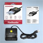 AXAGON CRE-SM3SD, USB-A FlatReader 4-slot čtečka Smart card (eObčanka) + SD/microSD/SIM, kabel 1.3 m