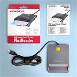 AXAGON CRE-SM3TC, USB-C FlatReader čtečka kontaktních karet Smart card (eObčanka), kabel 1.2m