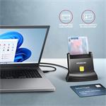 AXAGON CRE-SM4NC, čítačka kontaktných kariet Smart Card (eObčanka) s rozhraním USB-C, stojanová, kábel 1,2 m
