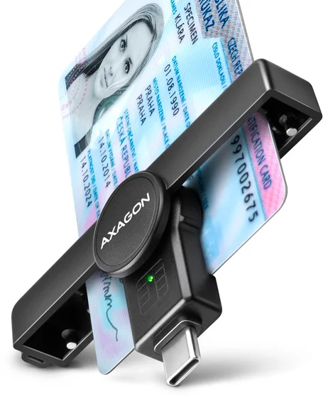 AXAGON CRE-SMPC, čítačka kontaktných kariet USB-C PocketReader Inteligentná karta (eCitizen, eID klient)