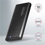 AXAGON EEM2-SB2, USB-C 3.2 Gen 2 - M.2 NVMe a SATA SSD RAW box, čierna