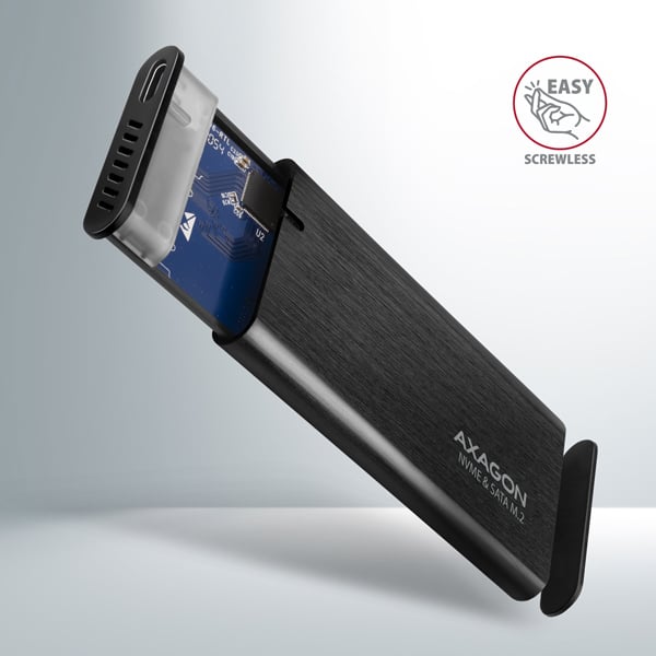 AXAGON EEM2-SB2, USB-C 3.2 Gen 2 - M.2 NVMe & SATA SSD RAW box, černý