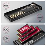 AXAGON EEM2-SD2 USB-C 10Gb/s - M.2 NVMe a SATA SSD kovový box DISPLAY, bez skrutiek