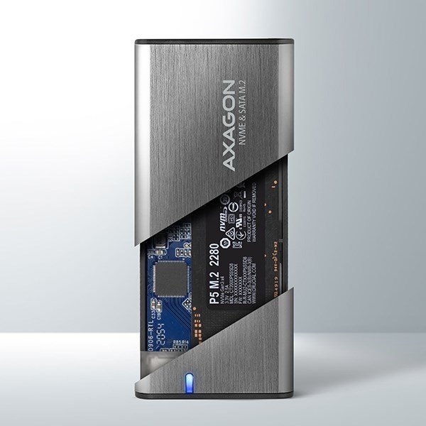 AXAGON EEM2-SG2, USB-C 3.2 Gen 2 - M.2 NVMe & SATA SSD RAW box