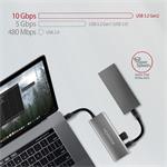 AXAGON HMC-5G2, USB 10Gb/s hub, porty 2x USB-A, 2x USB-C, HDMI 4k/60, PD 100W, kabel USB-C 13cm