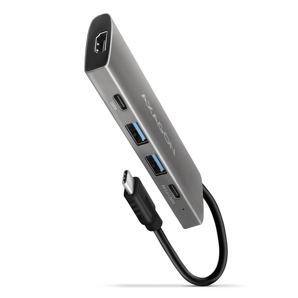 AXAGON HMC-5G21, rozbočovač USB 10 Gb/s, 2x USB-A, 2x USB-C, HDMI 4k/30, PD 60W, kábel USB-C 13 cm