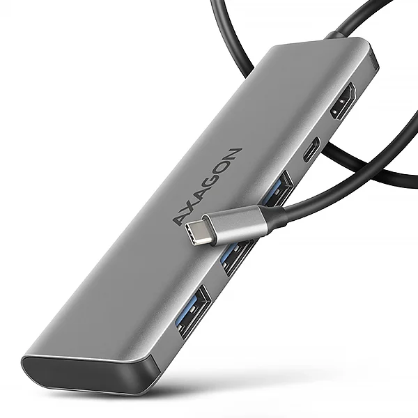AXAGON HMC-5H, rozbočovač USB 5Gb/s, 3x USB-A, HDMI 4k/30Hz, PD 100W, kábel USB-C 100cm
