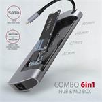 AXAGON HMC-6M2, USB 3.2 Gén 1 húb, porty 2x USB-A, HDMI, M.2