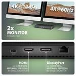 AXAGON HMC-U4, dokovacia stanica USB4 40Gb/s, 3x USB-A, 2x USB-C, HDMI a DP 8K/30Hz, RJ-45, SD/mSD, audio, PD100W