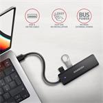 AXAGON HUE-C1A, 4x USB 5Gbps TRAVEL hub, napájací konektor USB-C, kábel USB-A 19 cm
